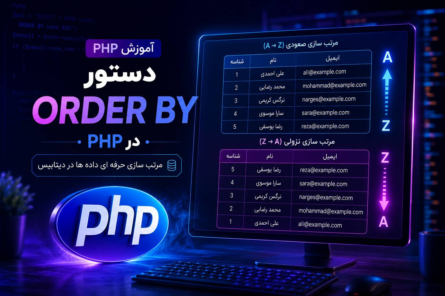 دستورorder by در محیط برنامه نویسی PHP